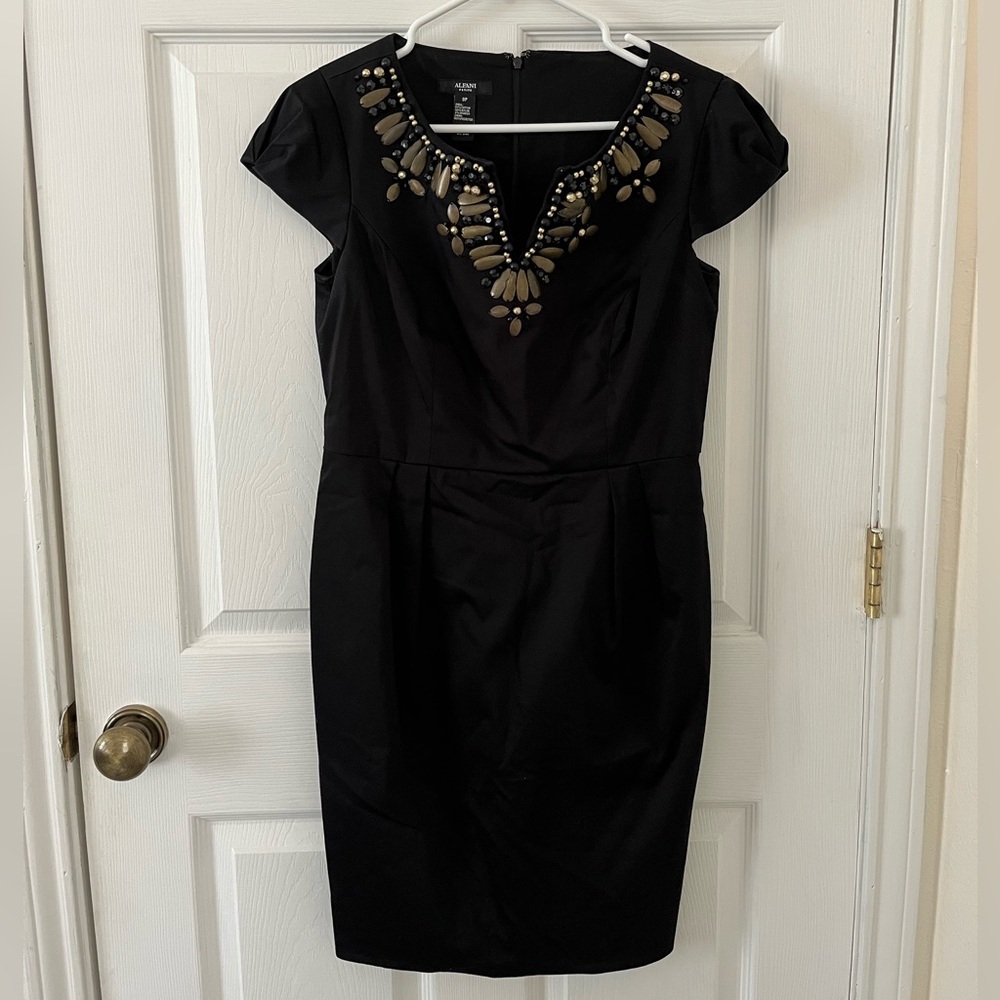 Alfani Black Mini Dress with Embellished Neckline - Picture 1 of 4